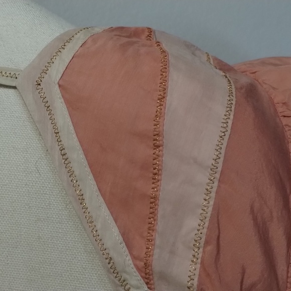 Anthropologie Feather Bone dress adj strap pink gold size medium silk blend med - Picture 4 of 11